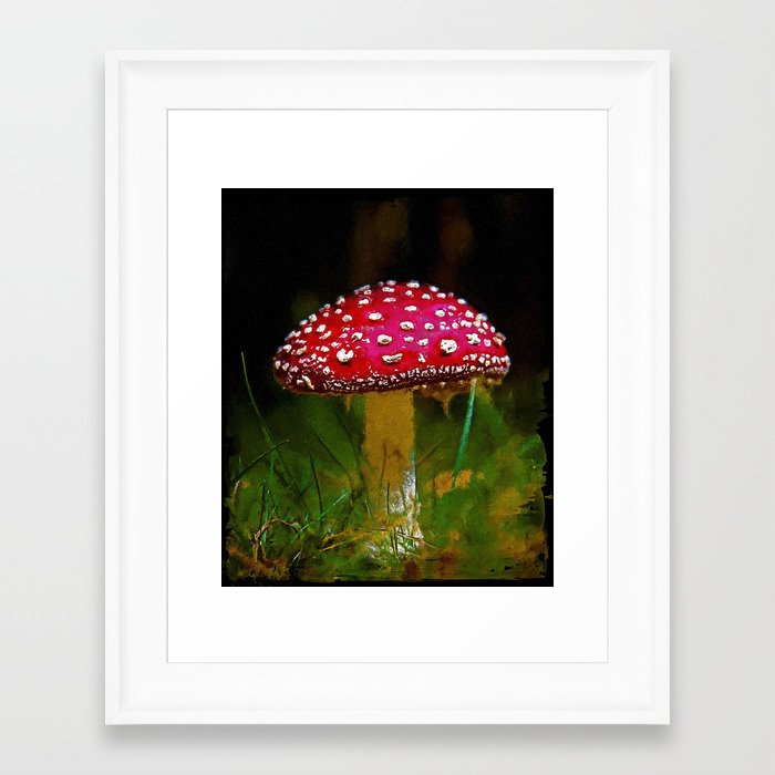 Amanita Muscaria Mushroom Vintage, Cute Amanita Muscaria Botanical Art,  Original Fly Amanita Mushroom, Muscimol Mushroom Lover Framed Art Print by  PaintCorner