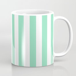 Vertical Stripes (Mint & White Pattern) Coffee Mug | Decorative, Patterns, Vintage, Stripes, Elegance, Stripy, Mintandwhite, Graphicdesign, Beautiful, Simple 