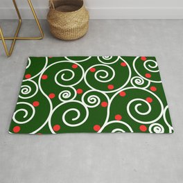 Curl lines art- Christmas colors Area & Throw Rug