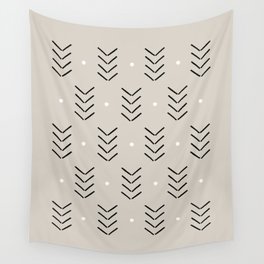 Arrow Lines Geometric Pattern 11 in Creamy grey Wall Tapestry