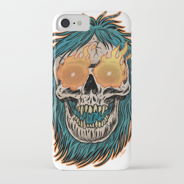 FrankenHorrors Flaming Skull Horror Graphic dark Art  iPhone Case
