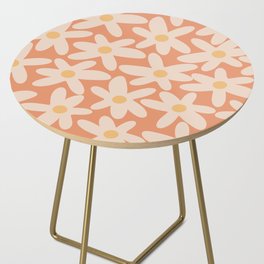 Daisy Time Retro Floral Pattern Peach Apricot Blush Side Table