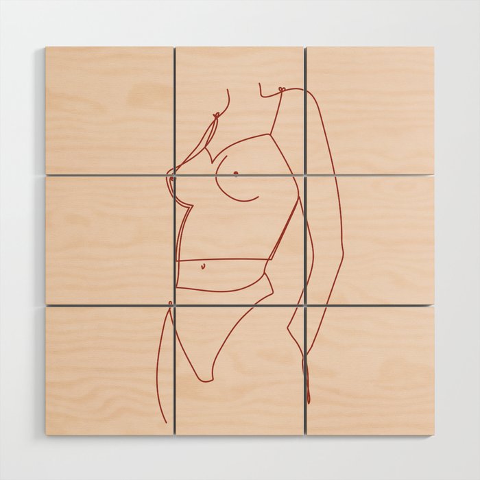 Minimalist Line Art Nude Series | Sheer Girl Wood Wall Art