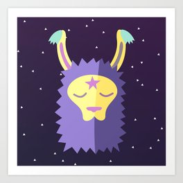 Yacana: The Space Llama Head (Lilac) Art Print