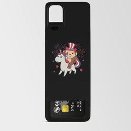 Monkey With Unicorn For Fourth Of July Fireworks Android Card Case