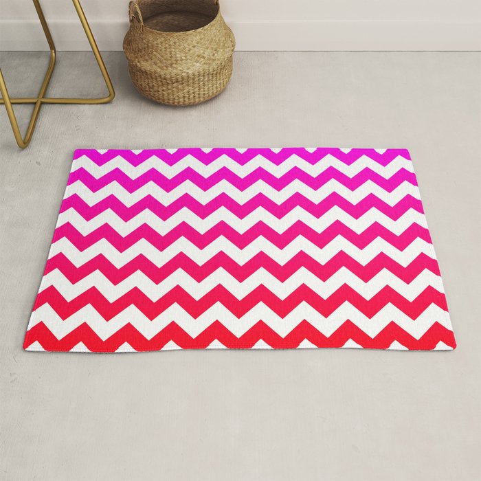 Fuchsia Red Ombre White Chevron Rug By Annaleeblysse Society6