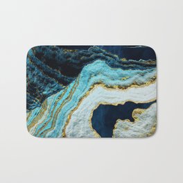 Aerial Ocean Abstract Bath Mat | Indigo, Teal, Aerial, Texture, Abstract, Water, Nature, White, Digital, 3D 