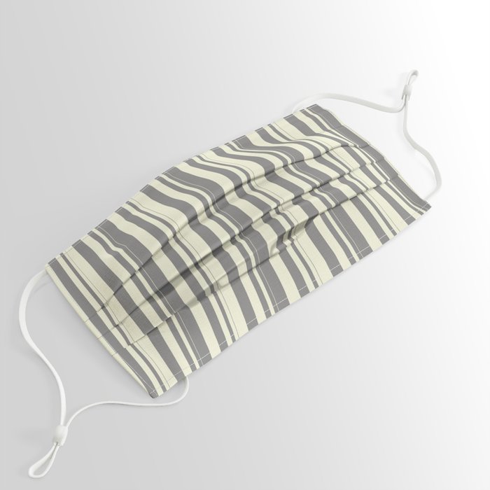 Gray & Beige Colored Striped/Lined Pattern Face Mask