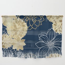 Navy, Gold and White Floral Garden Wall Hanging