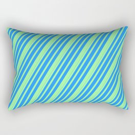 [ Thumbnail: Green & Blue Colored Lines Pattern Rectangular Pillow ]