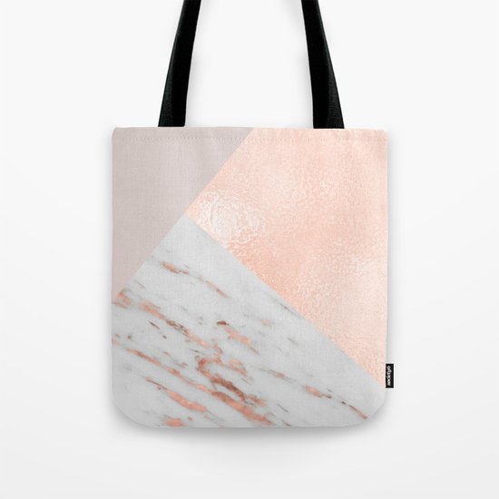 Blush pink layers of rose gold and marble Tote Bag