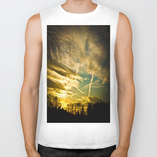 Sundown Sky Planes Biker Tank