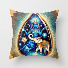 Water Goddess and Elephant Throw Pillow