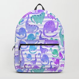 Watercolor Dinosaur Stripe Purple Backpack