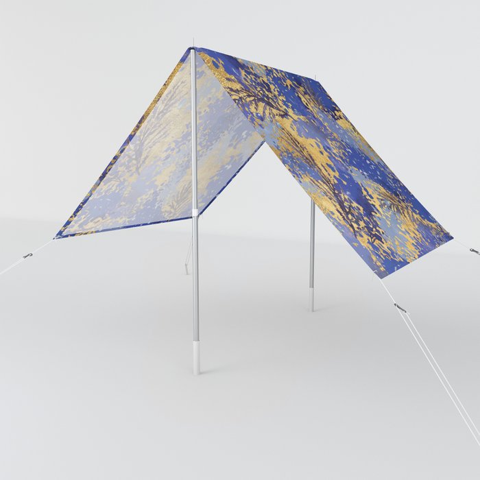 Watercolor navy blue purple gold floral Sun Shade