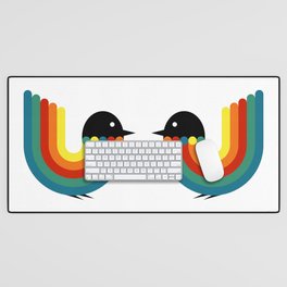 Rainbow bird Desk Mat