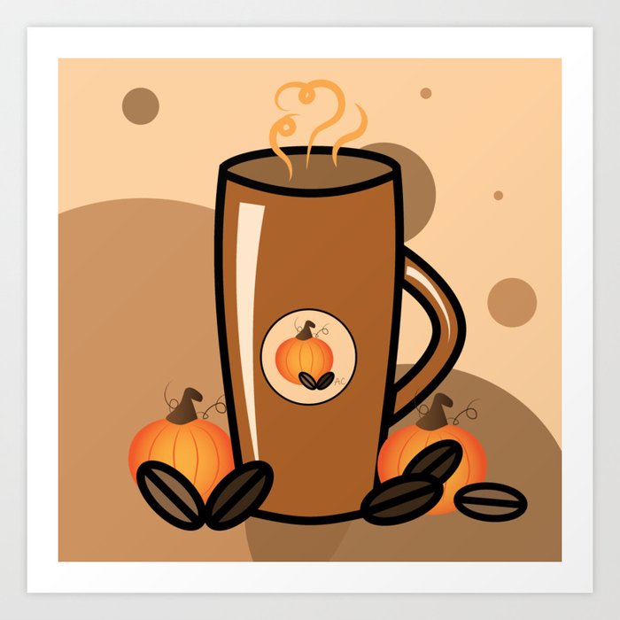 Fall Pumpkin Spice Latte Mug Design Art Print