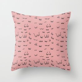 Pink boob print + Breast cancer survivor goods Throw Pillow