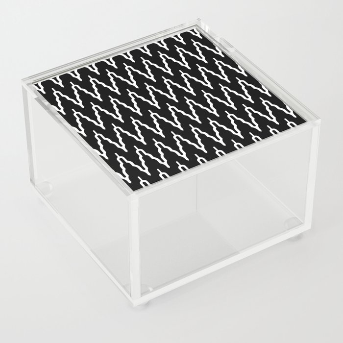 Hollywood Regency Art Deco Chevron Pattern 531 Black and White Acrylic Box