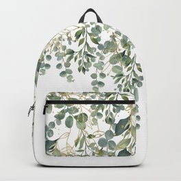 Gold And Green Eucalyptus Leaves Backpack