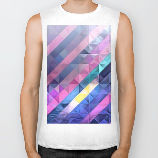 Geometric Abstract Pastel Rainbow Biker Tank