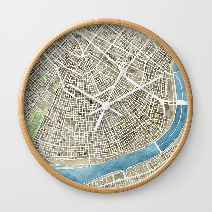 New Orleans City Map Wall Clock
