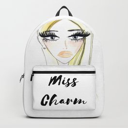 Glam Blondy Backpack | Lips, Painting, Ink, Fashion, Big, Illustration, Girl, Vintage, Blond, Blue 