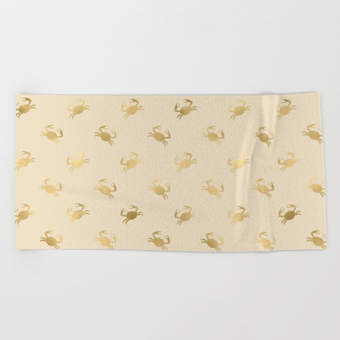 Little Golden Crab Pattern Beach Towel