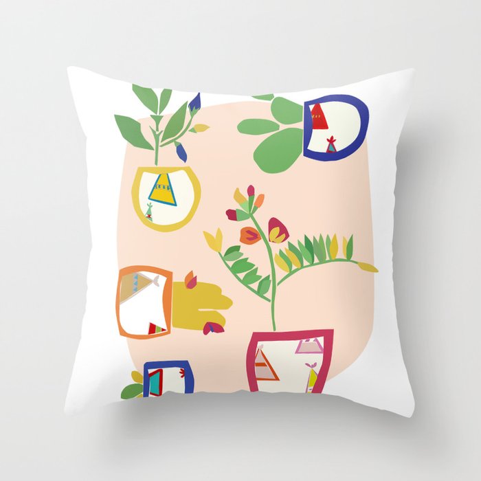 Casa Potted Plants Throw Pillow