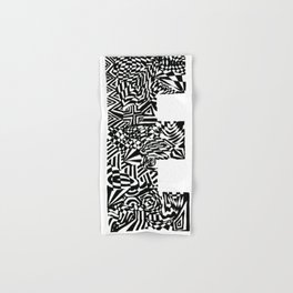 Alphabet Letter E Impact Bold Abstract Pattern (ink drawing) Hand & Bath Towel