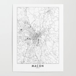 Macon White Map Poster