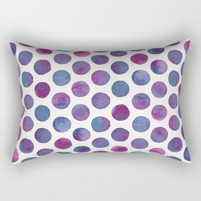 Watercolor Polka Dots - Inky Maroon Rectangular Pillow