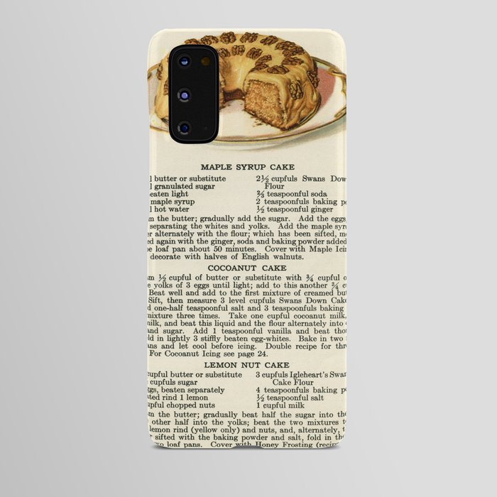 Vintage Recipe Maple Syrup Cake and Illustration Android Case