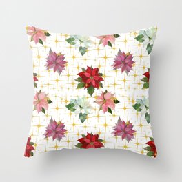Sparkling Christmas Flowers Pattern Throw Pillow