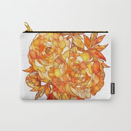 Orange Floral Vase Carry-All Pouch