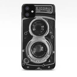 Vintage photograph camera art print- black and white retro rolleicord - film photography iPhone Case