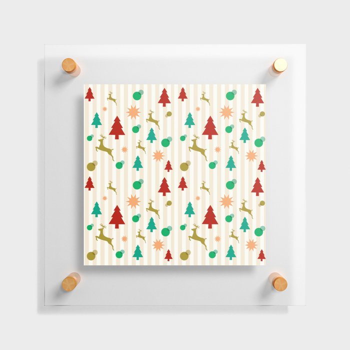 Christmas Pattern Retro Tiny Items Floating Acrylic Print