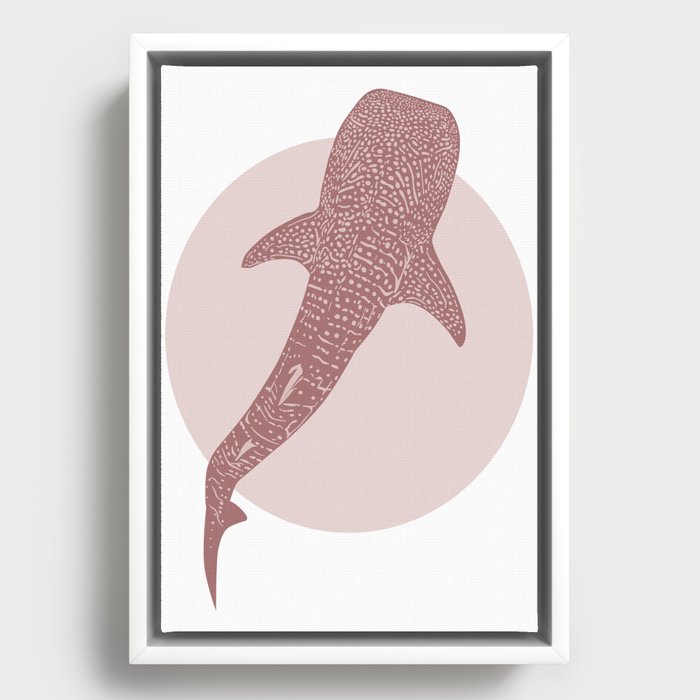 Whale Shark Dusty Pink Framed Canvas