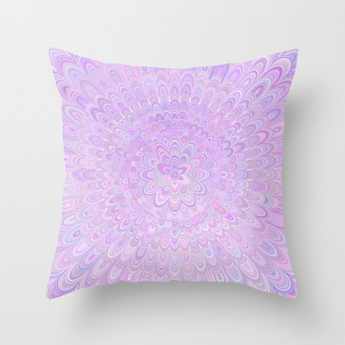 Pretty Pale Purple Flower Mandala Throw Pillow
