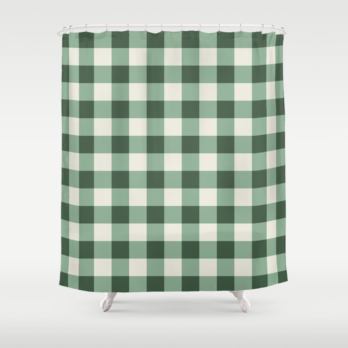 Hunter Green Buffalo Check Shower Curtain