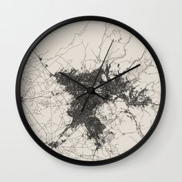 La Paz, Bolivia - Black and White City Map - Authentic Town Plan Illustration Wall Clock