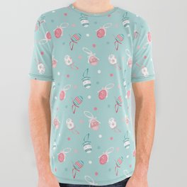 Happy easter egg pattern in mint green All Over Graphic Tee