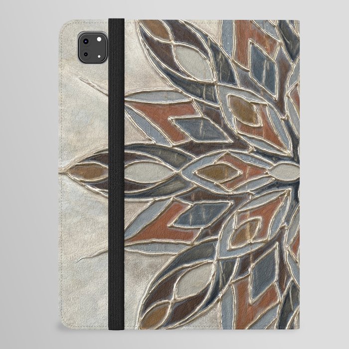 Colorful Gray Beige Rust and Brown Mandala iPad Folio Case