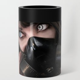 Cybergoth cyber girl black gas mask Can Cooler