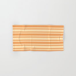 [ Thumbnail: Beige and Brown Lines Pattern Hand & Bath Towel ]