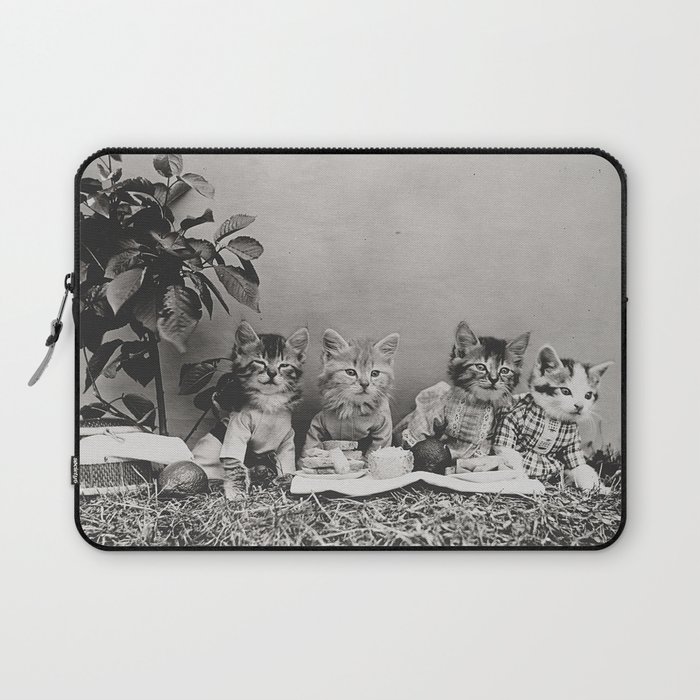 Kitty Cat Picnic Vintage Photo Laptop Sleeve