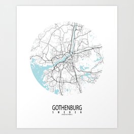 Gothenburg City Map of Sweden - Circle Art Print