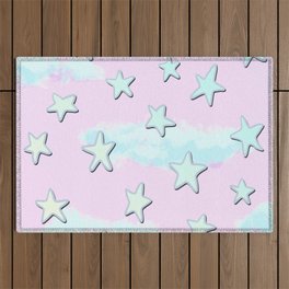 Sweet Pastel Stars And Clouds! Outdoor Rug