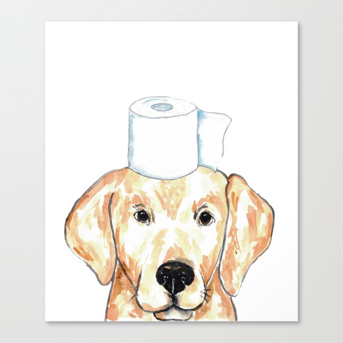 Dog golden retriever toilet Painting Canvas Print