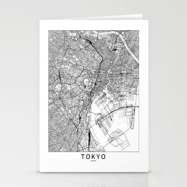 Tokyo White Map Stationery Cards